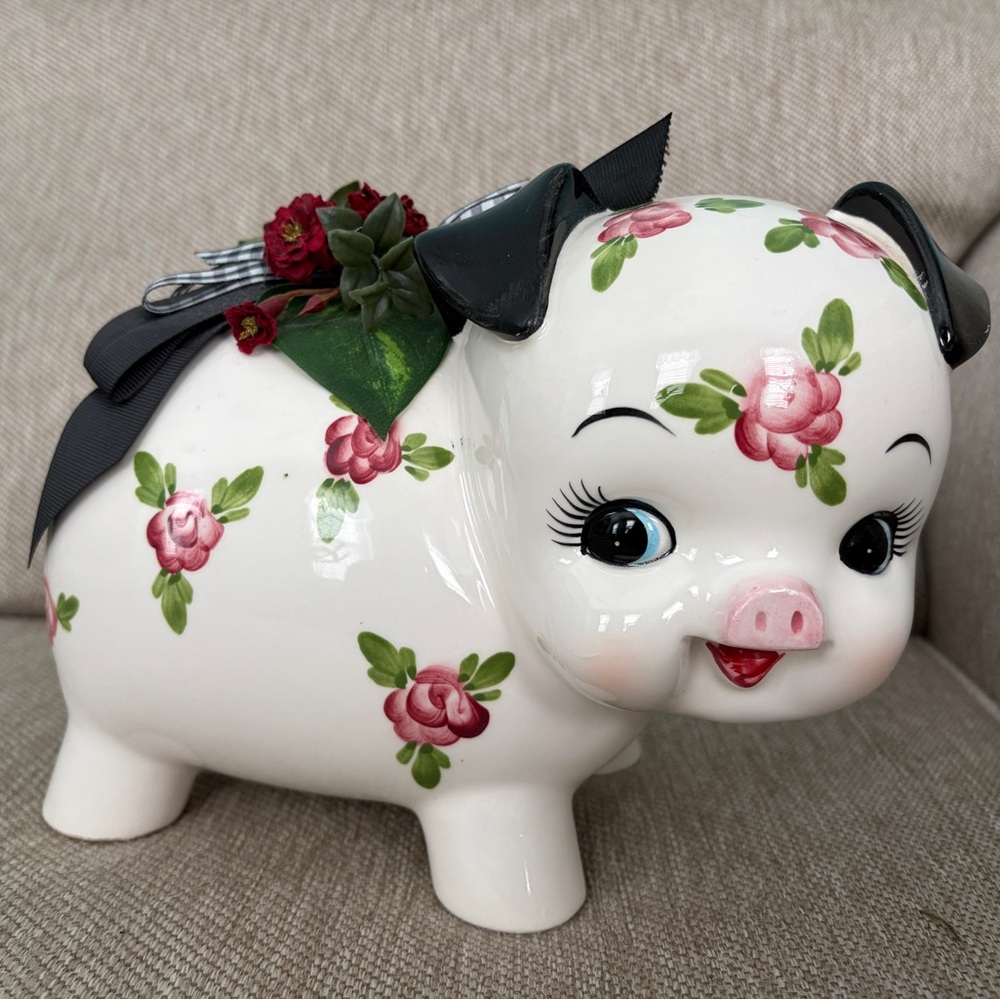 Floral Ceramic Piggy Bank